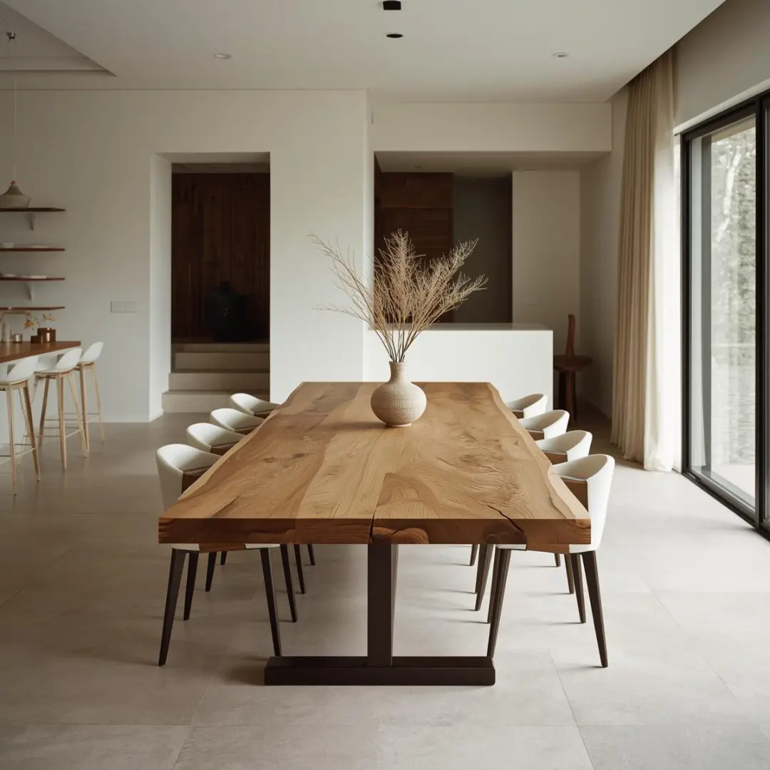 Matbord i massiv ek med levande kanter